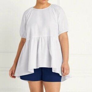 Hill House The Francesca Cotton Short Sleeve Preppy Summer Top White XS